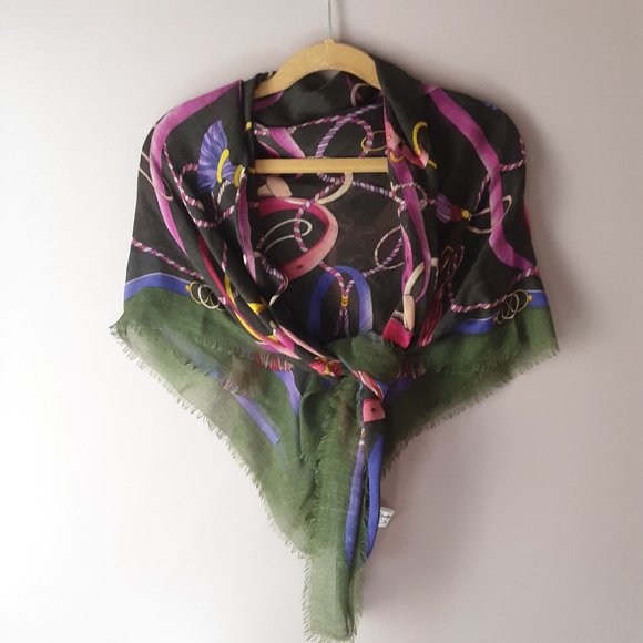 Barbieri Larioseta Italy Lightweight Floral Scarf 100% Fine Wool New! Square 36" - Picture 1 of 14